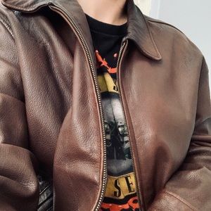 Vintage J.Crew Brown Leather Coat